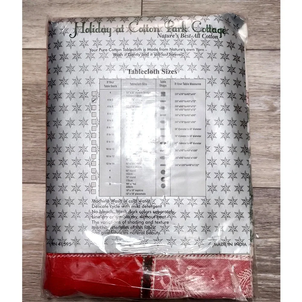 Holiday at Cotton Park Cottage‎ Tablecloth 52x70 Oblong Red Green Plaid